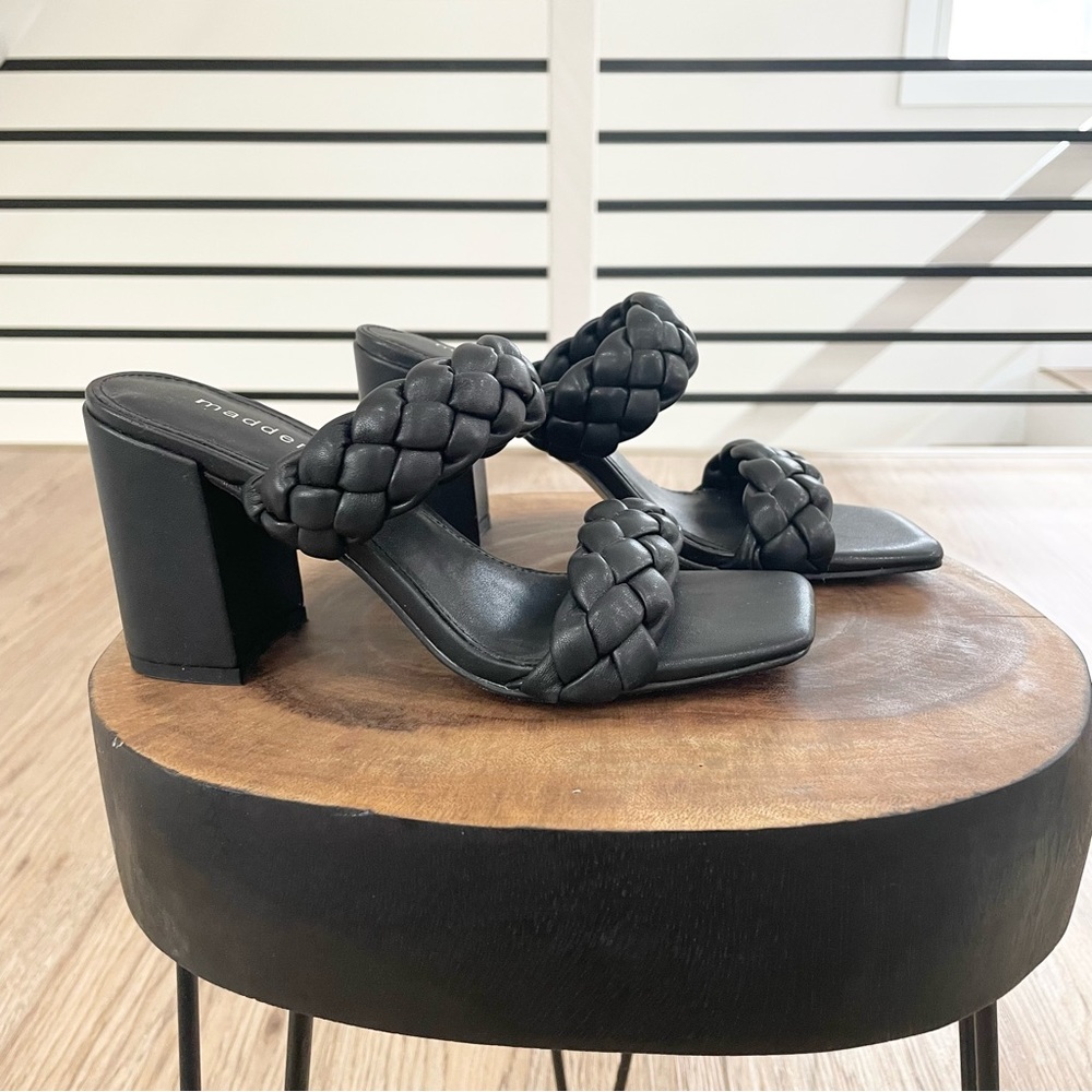 NWT 6.5 8.5 madden girl, square toe, black, chunky heels